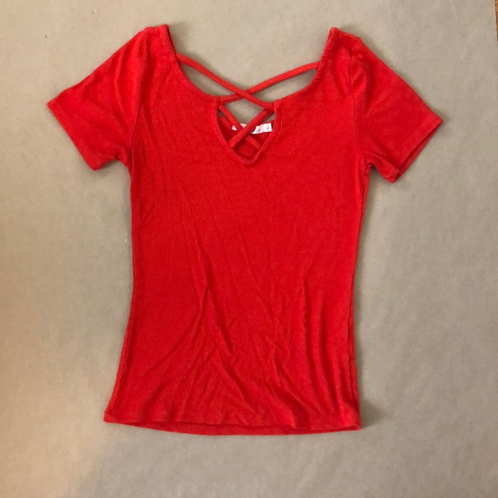 Red Ribbed T-Shirt